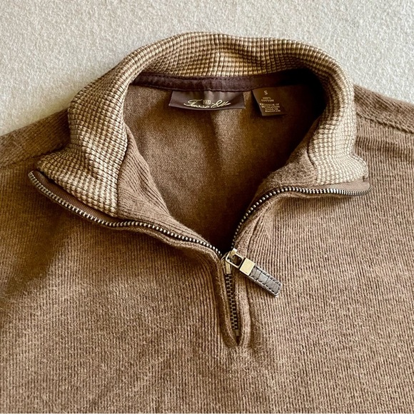 Tasso Elba Men’s 1/4 Zip Long Sleeve Sweater Brown Size Small - Picture 2 of 6